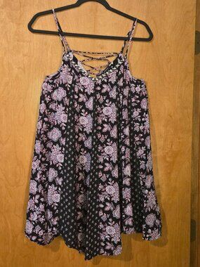 American Eagle Small Mixed patchwork Boho Lace Up Back Fit & Flare Sundress